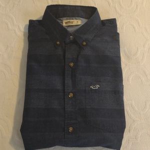Hollister,dark blue button down cotton shirt